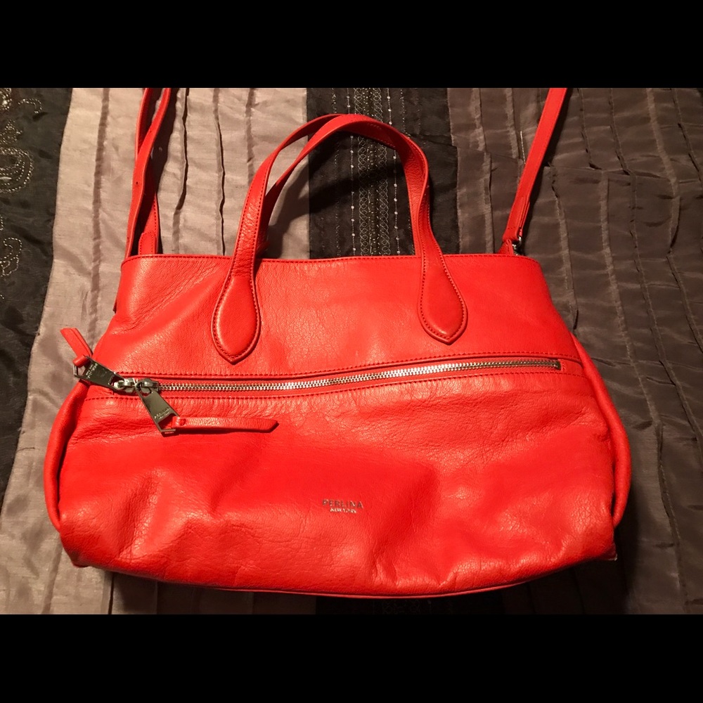 Perlina orange leather handbag
